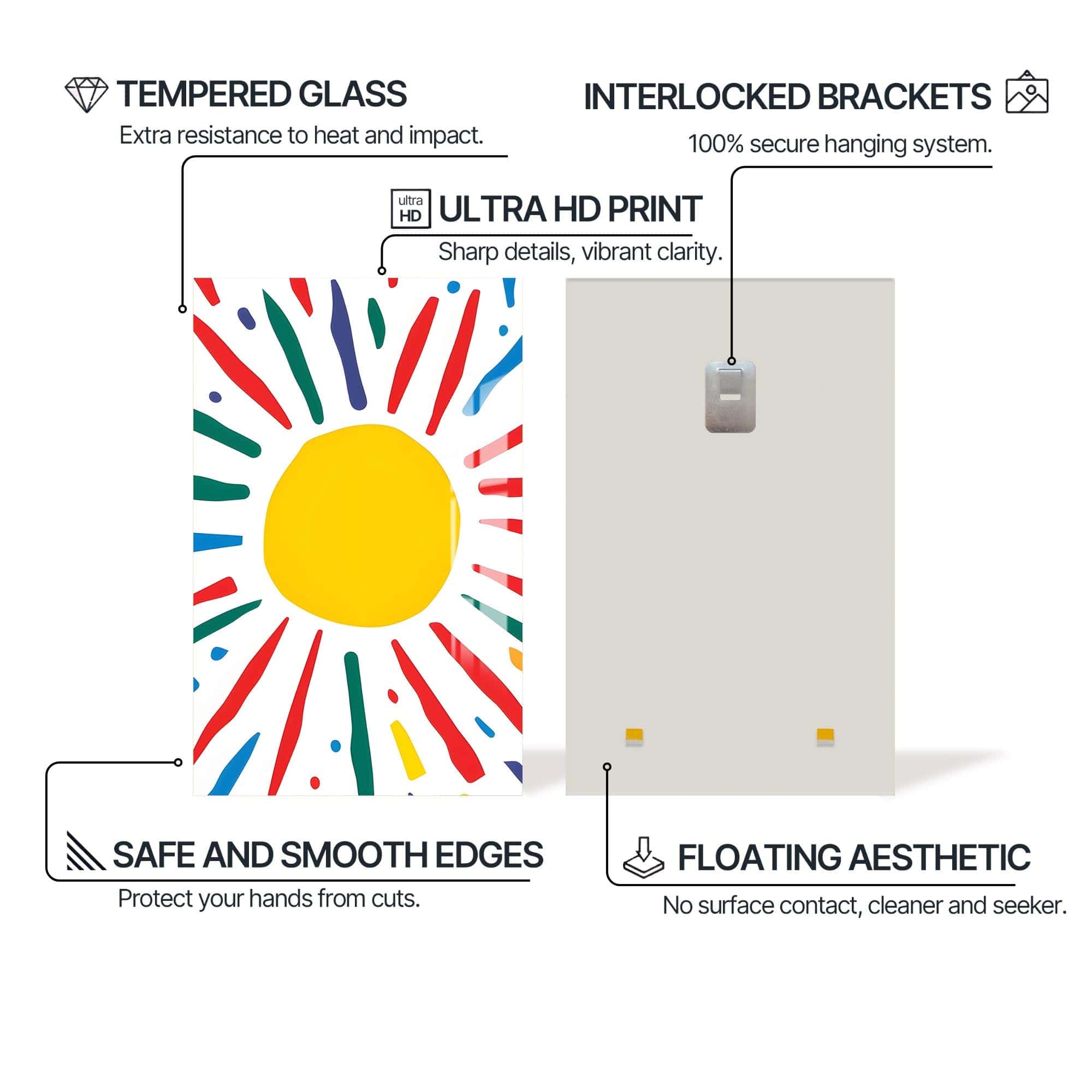 Artronauts Glass Print Abstract Sunburst II-Tempered Glass Wall Art