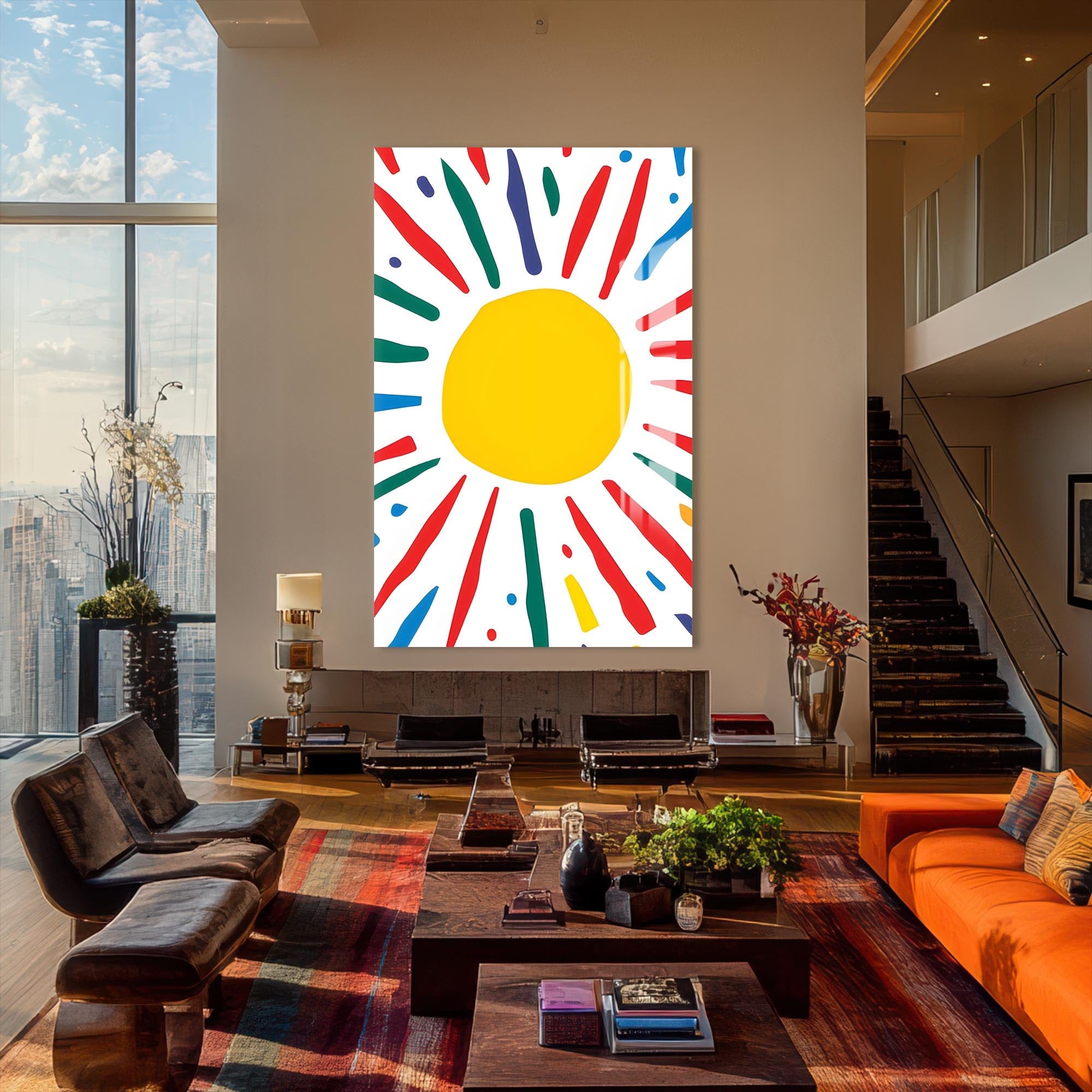 Artronauts Glass Print Abstract Sunburst II-Tempered Glass Wall Art