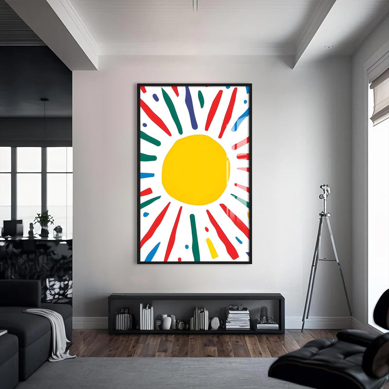 Artronauts Glass Print S | 72x46 cm | 28.3"x18.1" / Black Abstract Sunburst II-Tempered Glass Wall Art