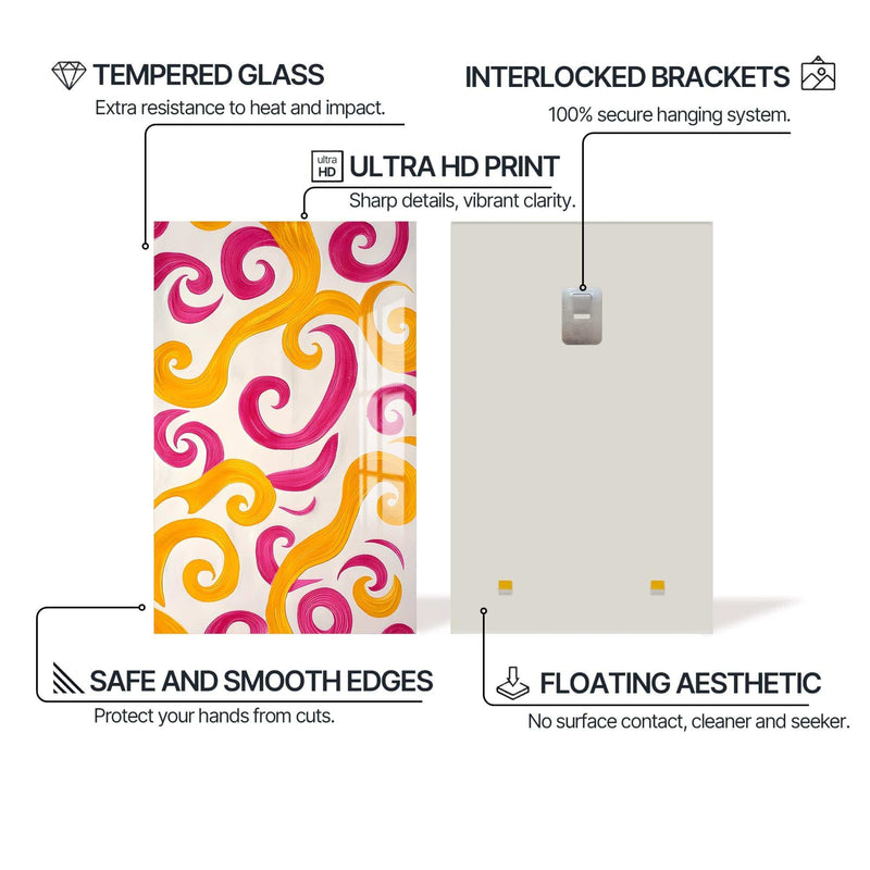 Artronauts Glass Print Pink&Yellow Swirls - Abstract Tempered Glass Wall Art