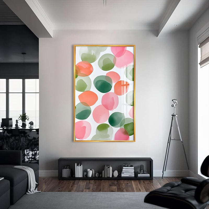 Artronauts Glass Print S | 72x46 cm | 28.3"x18.1" / Gold Pastel Bubbles - Abstract Tempered Glass Wall Art
