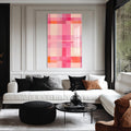 Artronauts Glass Print Pink Grid - Abstract Tempered Glass Wall Art