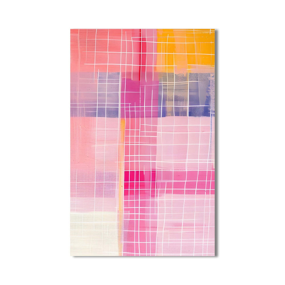Artronauts Glass Print Pink Grid II - Abstract Tempered Glass Wall Art