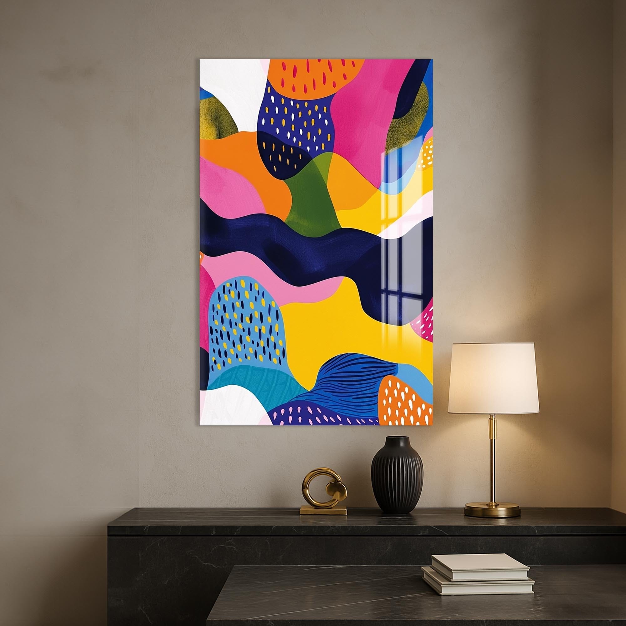 Artronauts Glass Print Vibrant Shapes- Abstract Tempered Glass Wall Art