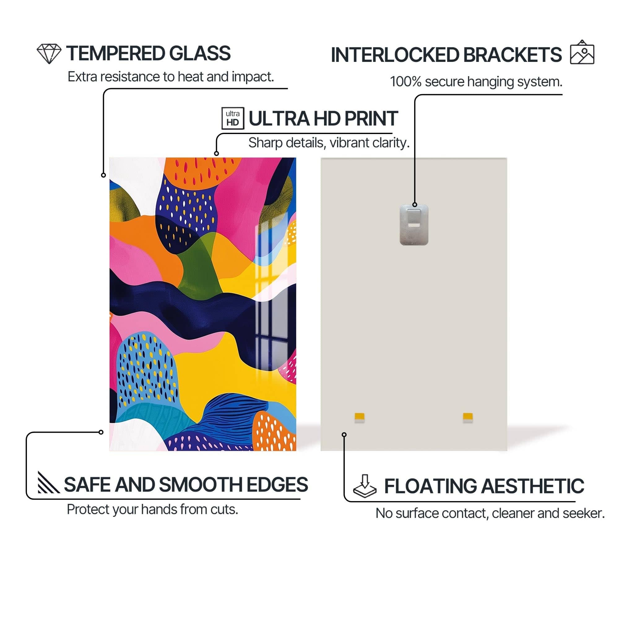 Artronauts Glass Print Vibrant Shapes- Abstract Tempered Glass Wall Art