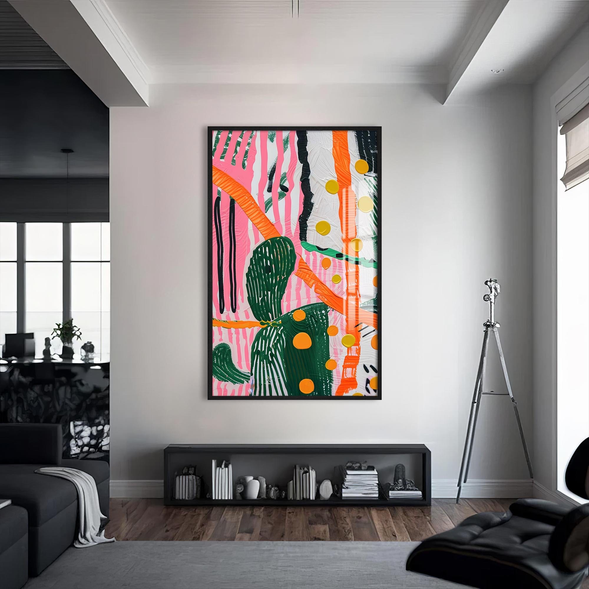 Artronauts Glass Print S | 72x46 cm | 28.3"x18.1" / Black Bold Rhythm- Abstract Tempered Glass Wall Art