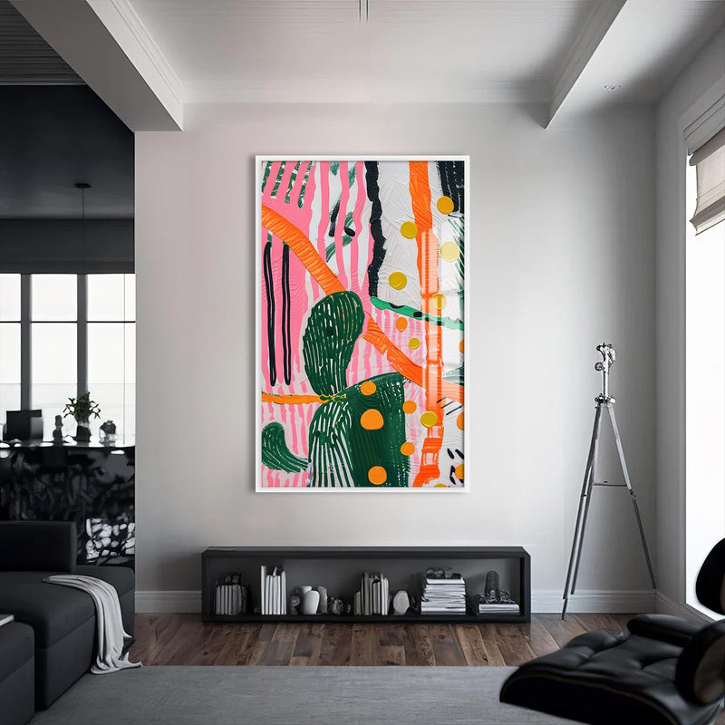 Artronauts Glass Print S | 72x46 cm | 28.3"x18.1" / White Bold Rhythm- Abstract Tempered Glass Wall Art