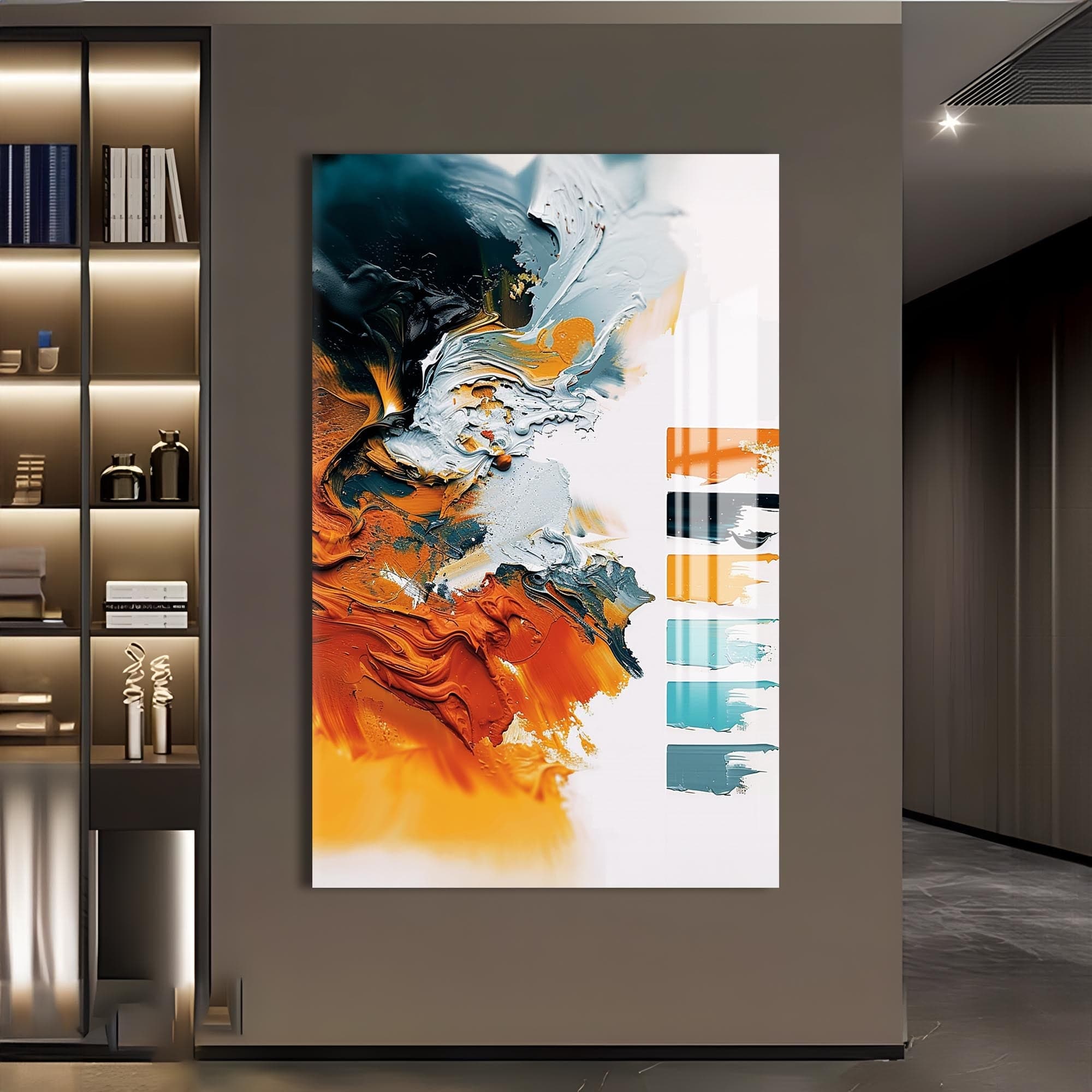 Artronauts Glass Print Ocean Ember Flow- Abstract Tempered Glass Wall Art