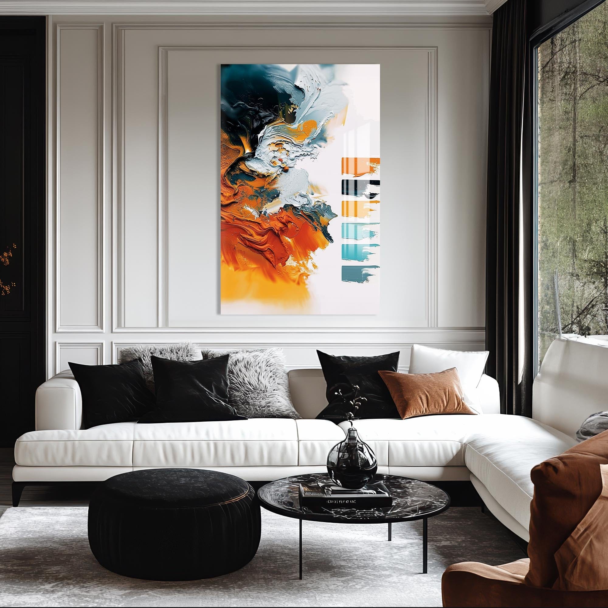 Artronauts Glass Print Ocean Ember Flow- Abstract Tempered Glass Wall Art