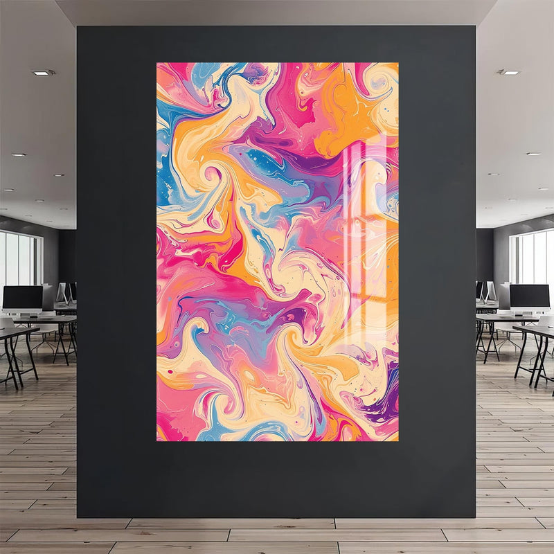 Artronauts Glass Print Candy Swirl Motion- Abstract Tempered Glass Wall Art