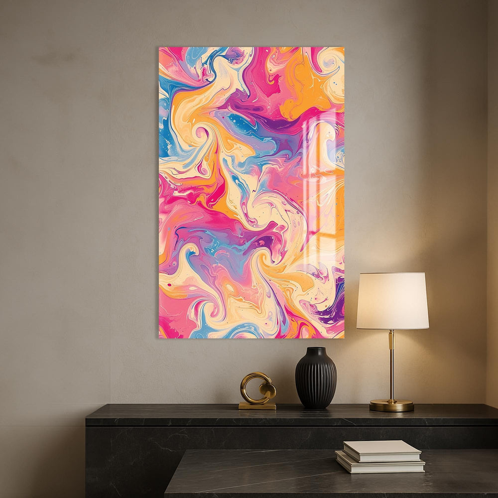 Artronauts Glass Print Candy Swirl Motion- Abstract Tempered Glass Wall Art