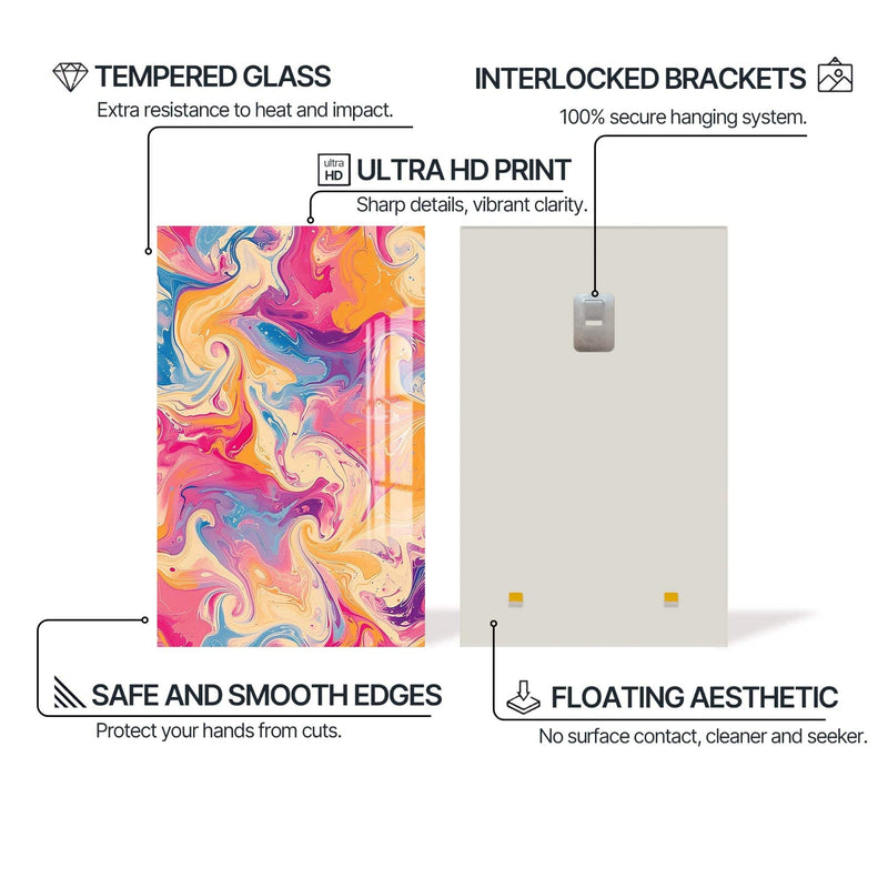 Artronauts Glass Print Candy Swirl Motion- Abstract Tempered Glass Wall Art