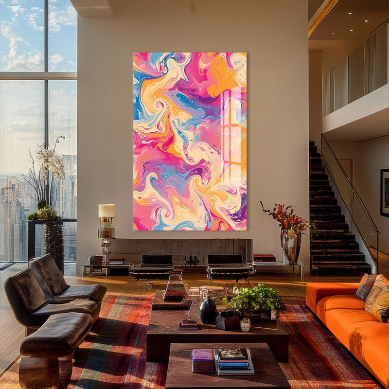 Artronauts Glass Print Candy Swirl Motion- Abstract Tempered Glass Wall Art