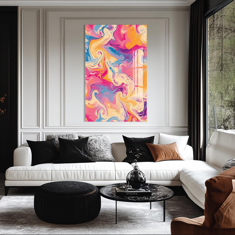 Artronauts Glass Print Candy Swirl Motion- Abstract Tempered Glass Wall Art