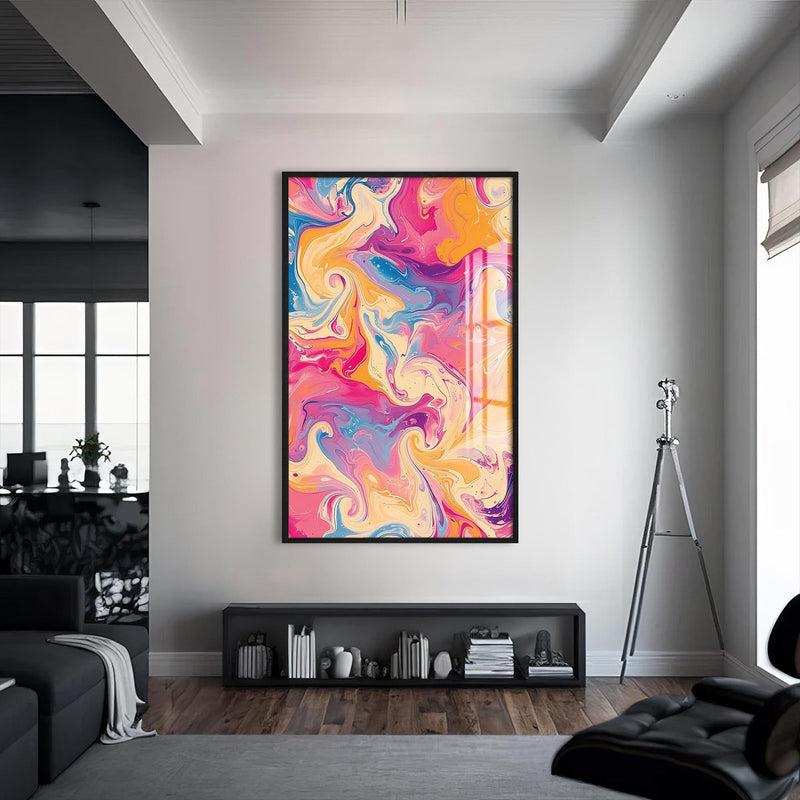 Artronauts Glass Print S | 72x46 cm | 28.3"x18.1" / Black Candy Swirl Motion- Abstract Tempered Glass Wall Art