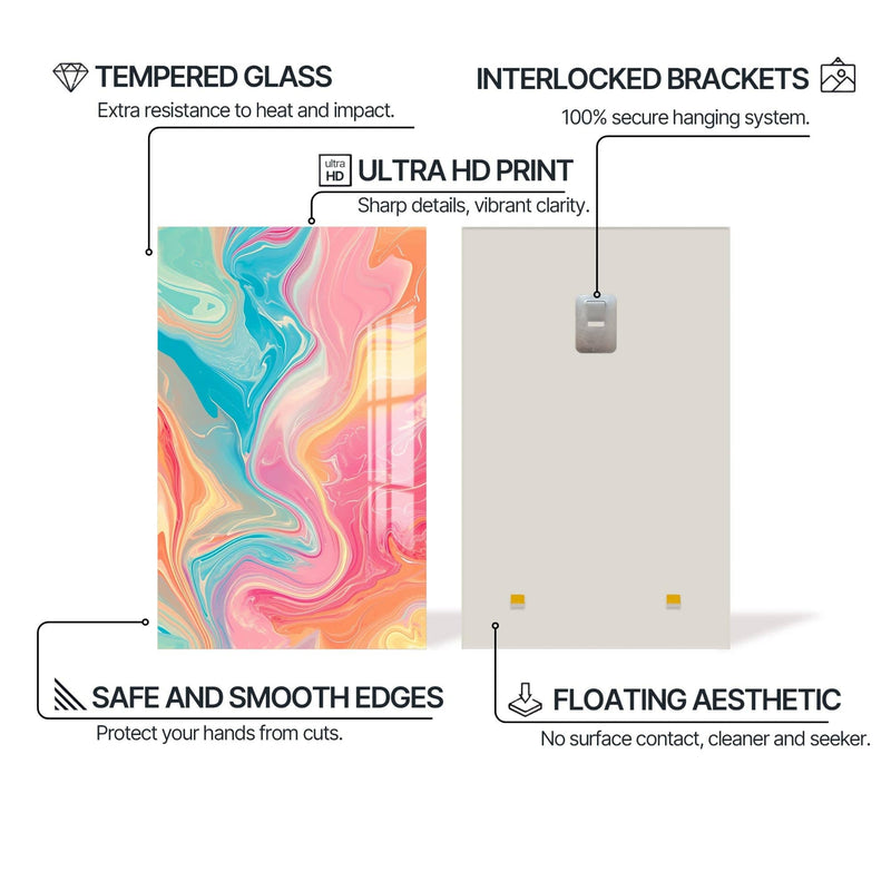 Artronauts Glass Print Sunrise Pastel Waves- Abstract Tempered Glass Wall Art