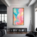 Artronauts Glass Print S | 72x46 cm | 28.3"x18.1" / Black Sunrise Pastel Waves- Abstract Tempered Glass Wall Art