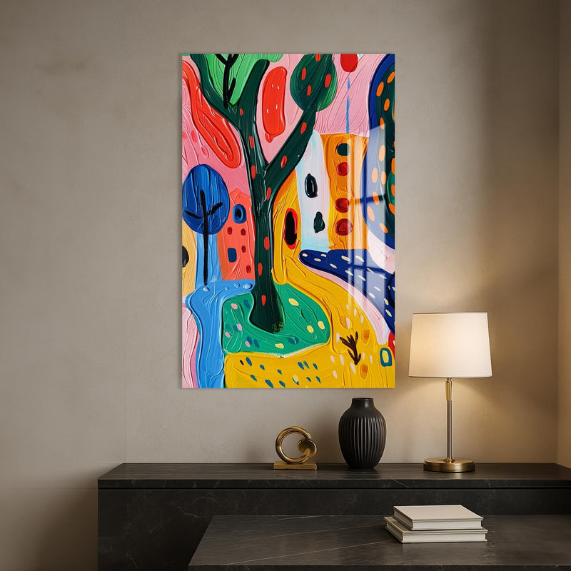Artronauts Glass Print Playful Garden Story- Abstract Tempered Glass Wall Art