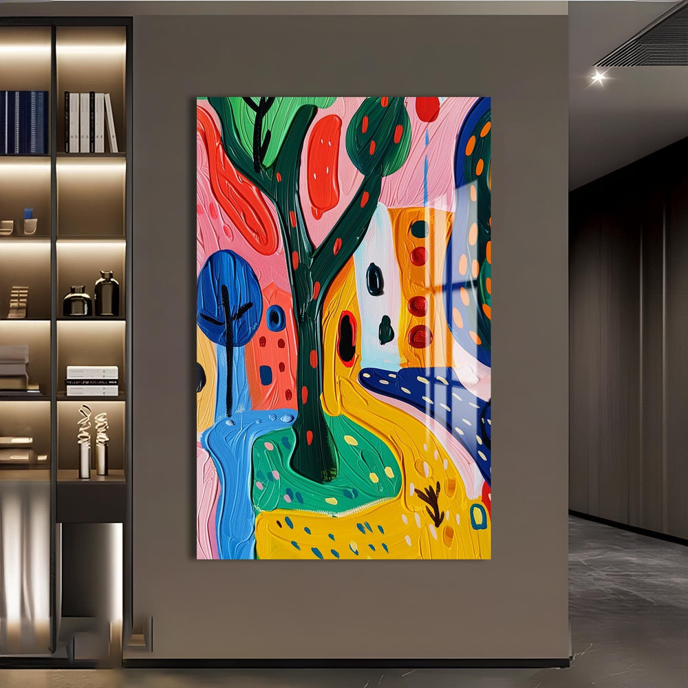 Artronauts Glass Print Playful Garden Story- Abstract Tempered Glass Wall Art