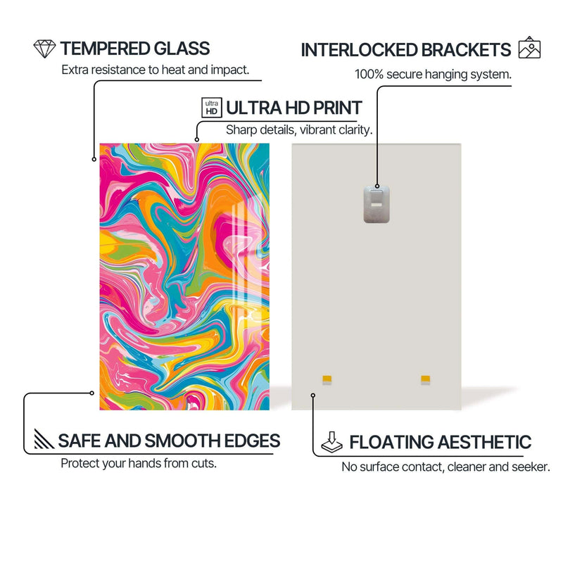 Artronauts Glass Print Vivid Marble Storm- Abstract Tempered Glass Wall Art