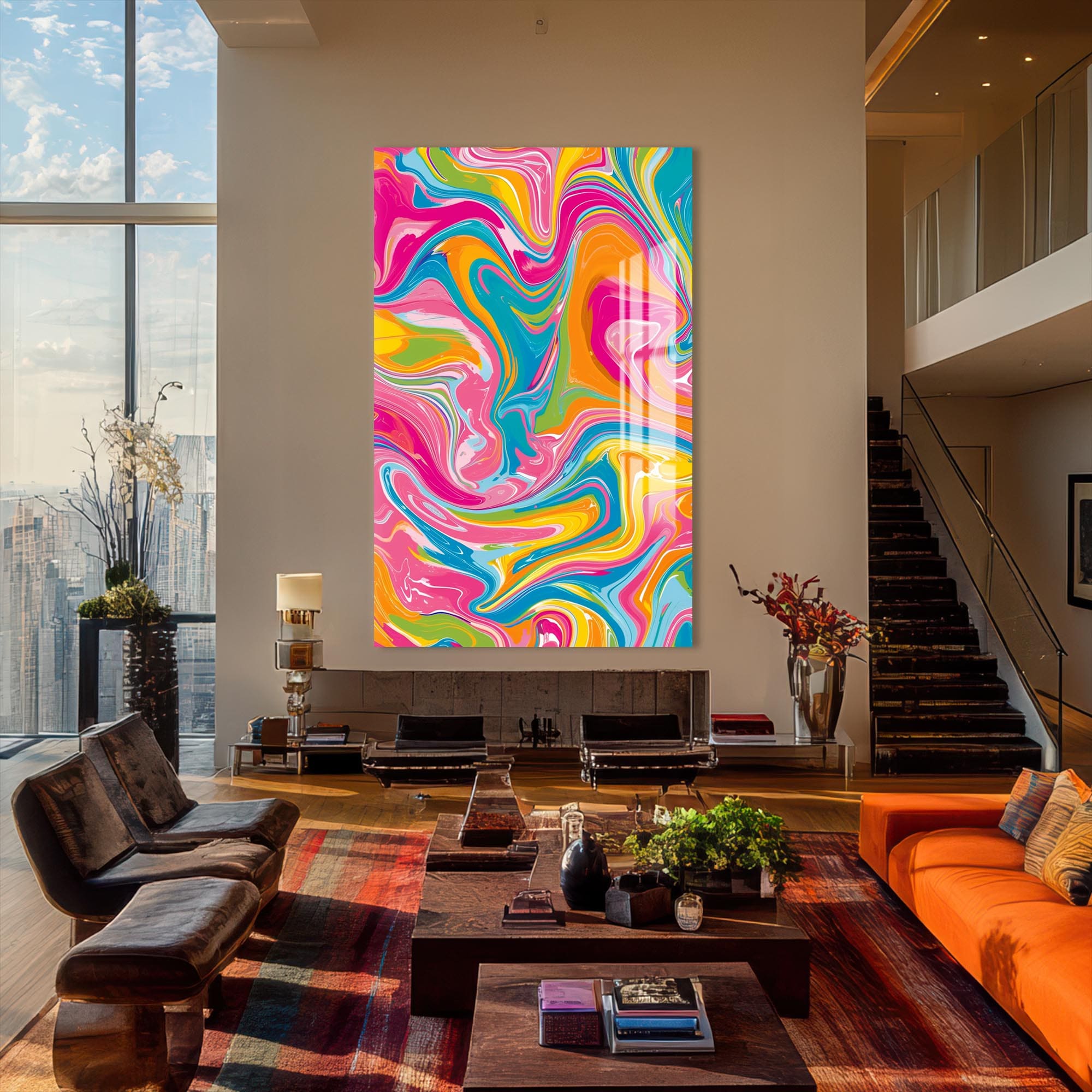 Artronauts Glass Print Vivid Marble Storm- Abstract Tempered Glass Wall Art