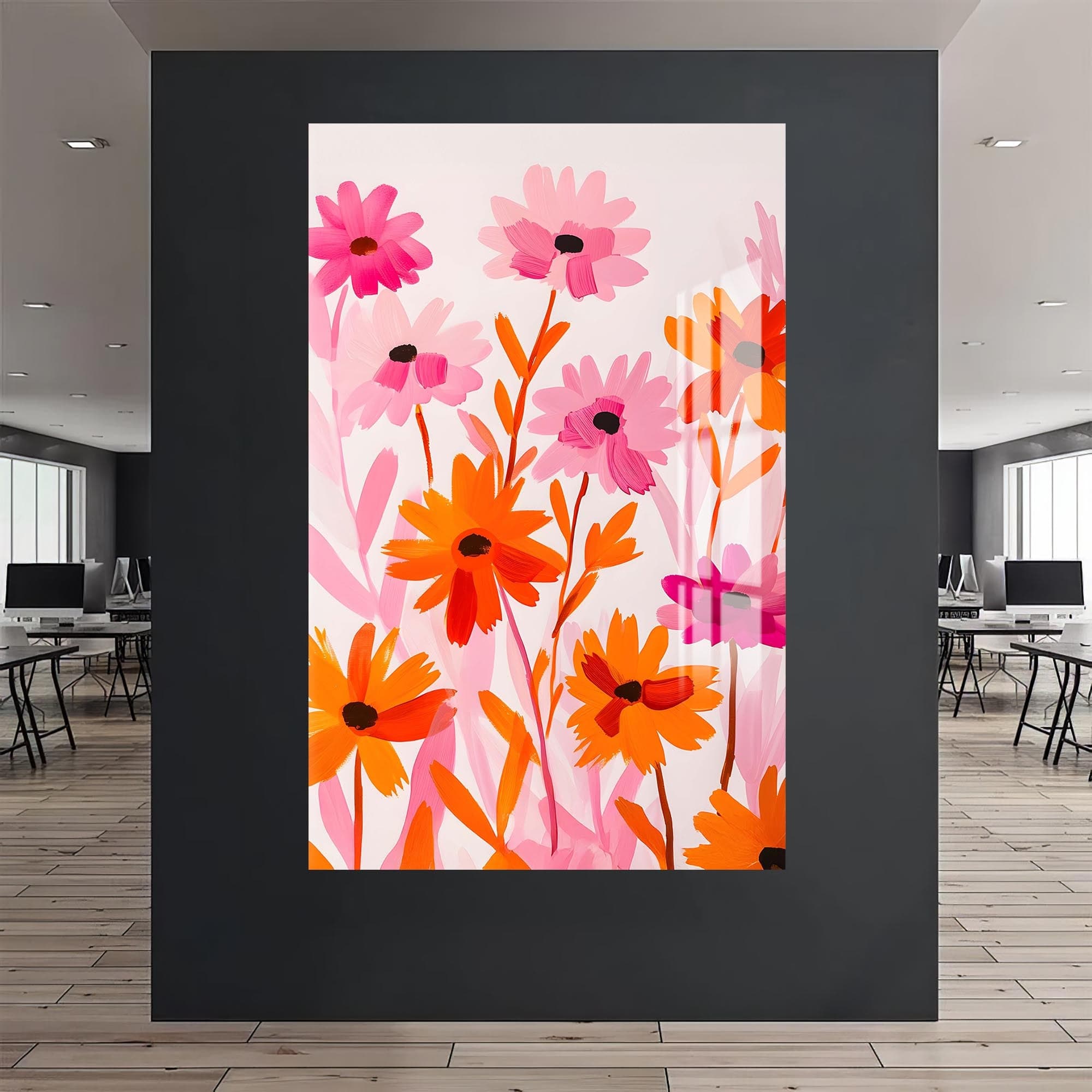 Artronauts Glass Print Blooming Field- Abstract Tempered Glass Wall Art