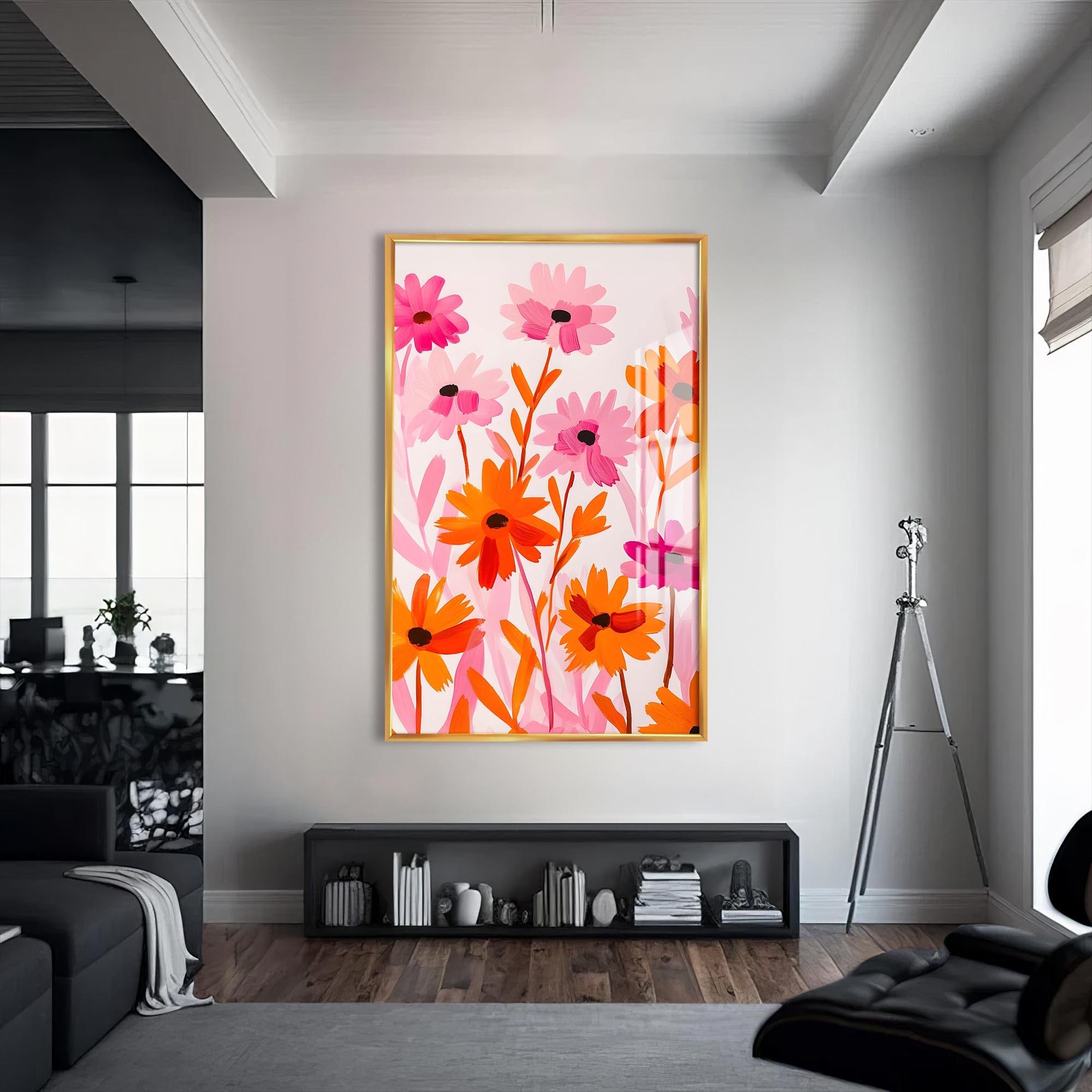 Artronauts Glass Print S | 72x46 cm | 28.3"x18.1" / Gold Blooming Field- Abstract Tempered Glass Wall Art