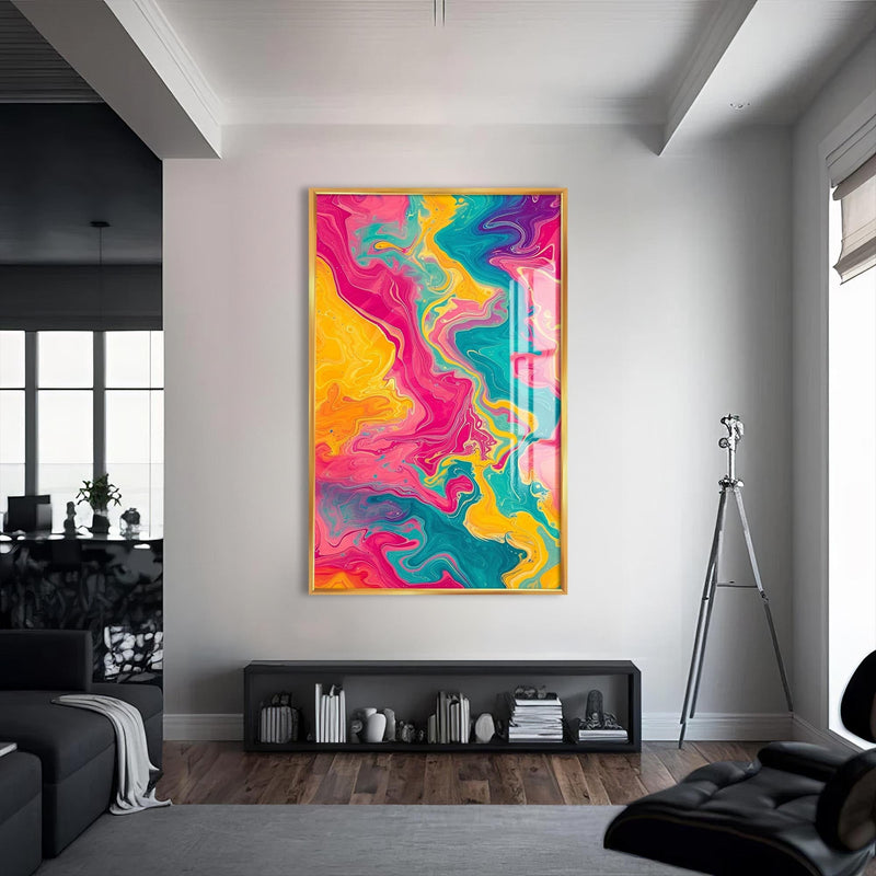 Artronauts Glass Print S | 72x46 cm | 28.3"x18.1" / Gold Marble Waves- Abstract Tempered Glass Wall Art