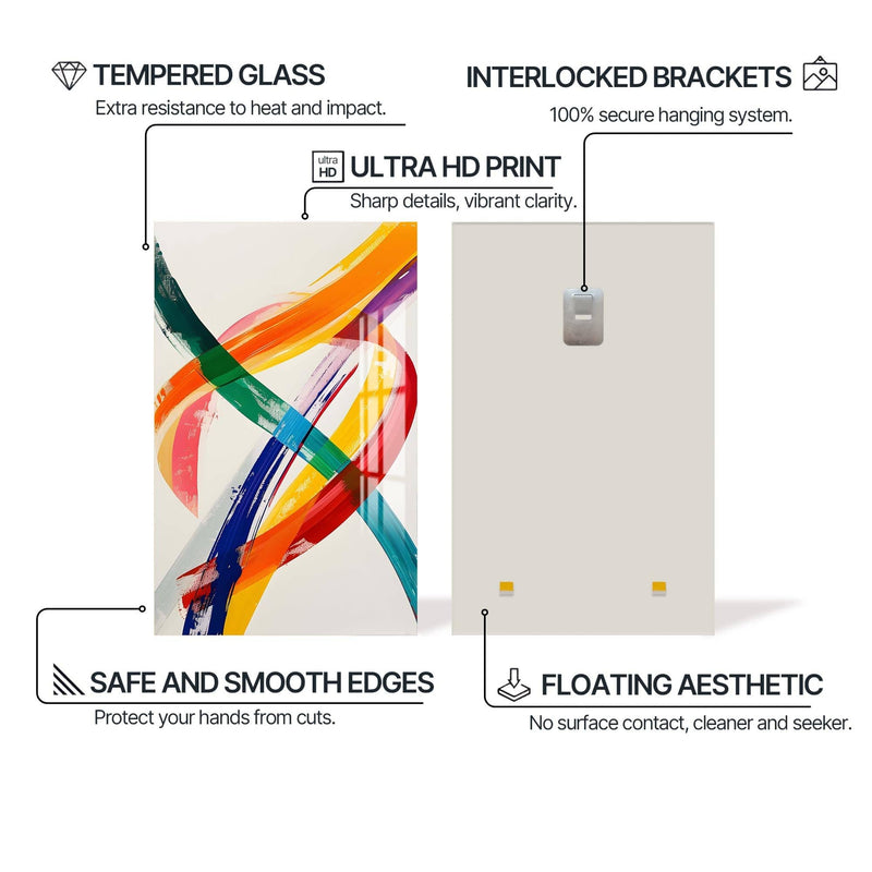 Artronauts Glass Print Swirl Strokes - Abstract Tempered Glass Wall Art