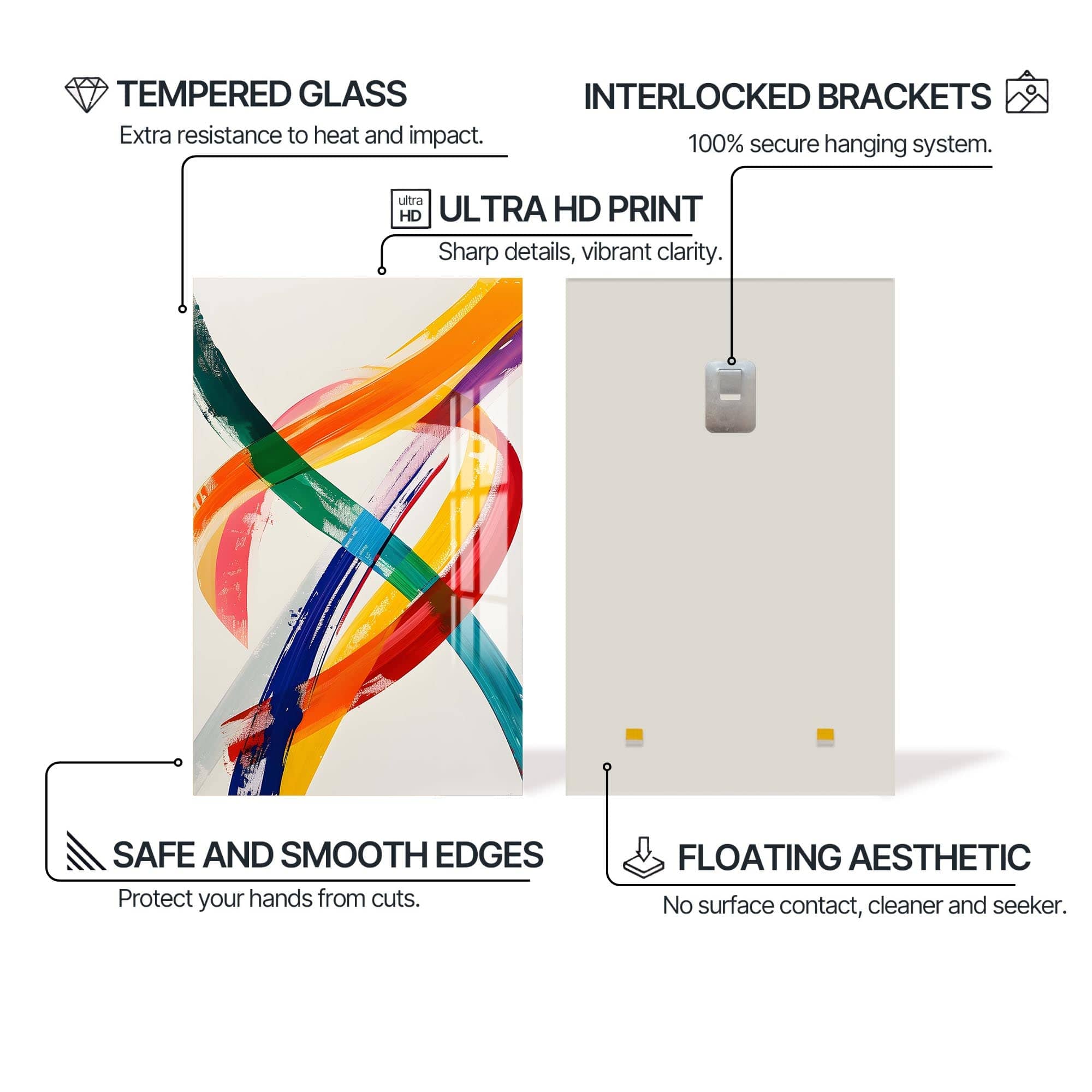 Artronauts Glass Print Swirl Strokes - Abstract Tempered Glass Wall Art