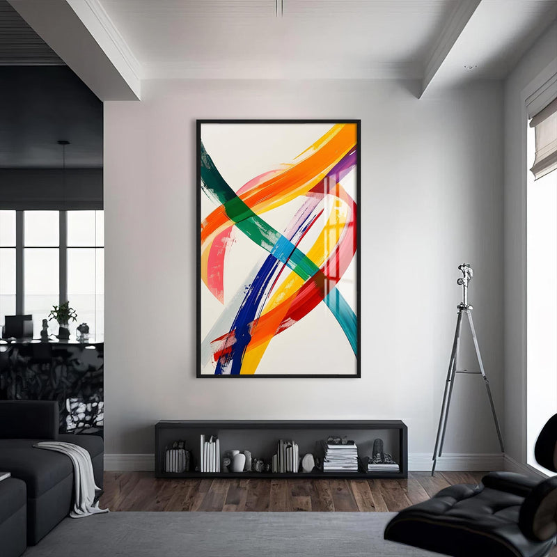 Artronauts Glass Print S | 72x46 cm | 28.3"x18.1" / Black Swirl Strokes - Abstract Tempered Glass Wall Art