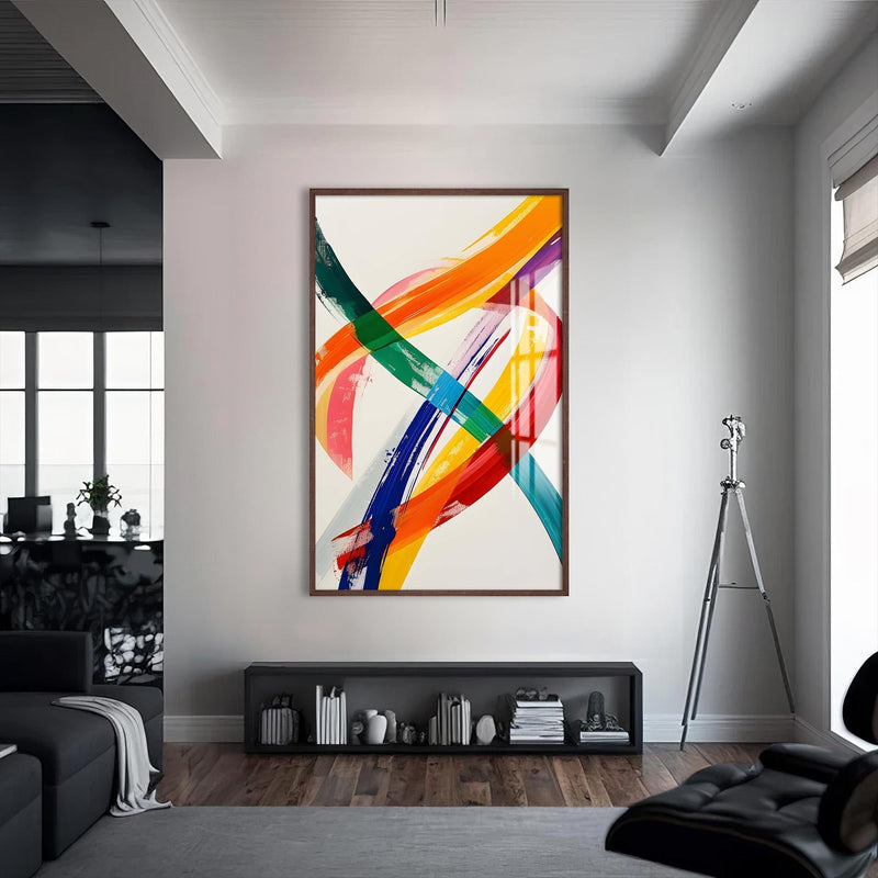 Artronauts Glass Print S | 72x46 cm | 28.3"x18.1" / Walnut Swirl Strokes - Abstract Tempered Glass Wall Art