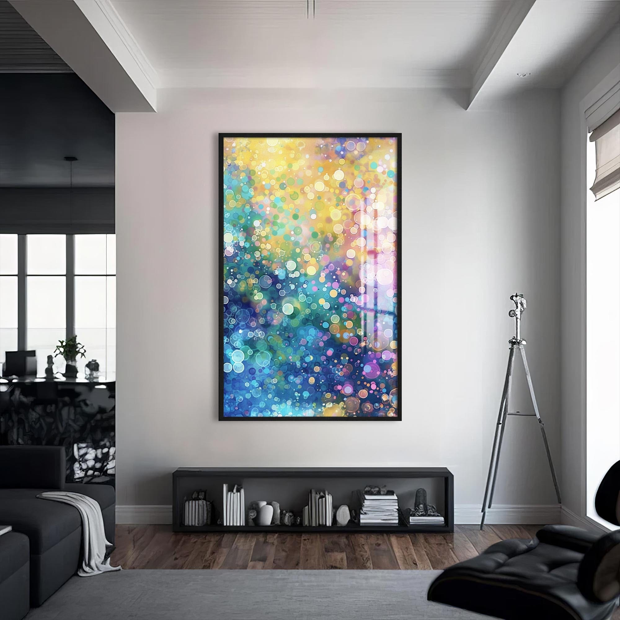 Artronauts Glass Print S | 72x46 cm | 28.3"x18.1" / Black Aurora Dream Glow- Abstract Tempered Glass Wall Art