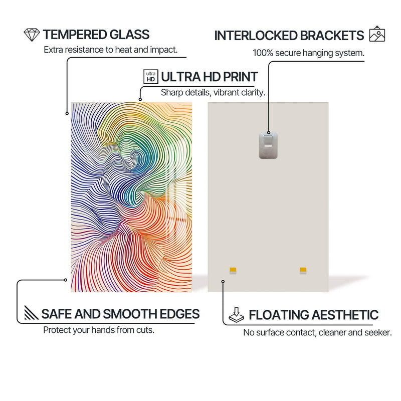 Artronauts Glass Print Flow Lines- Abstract Tempered Glass Wall Art