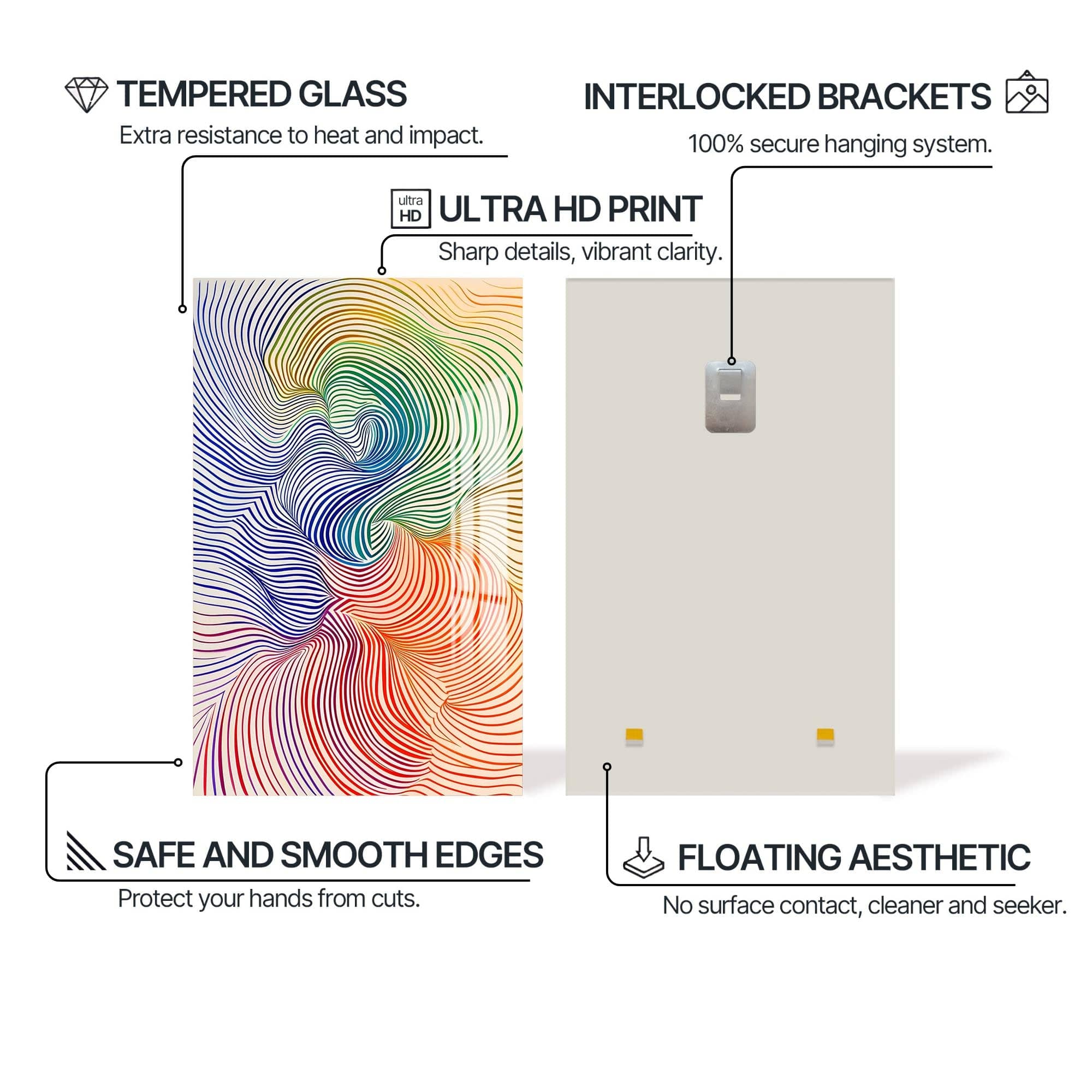 Artronauts Glass Print Flow Lines- Abstract Tempered Glass Wall Art