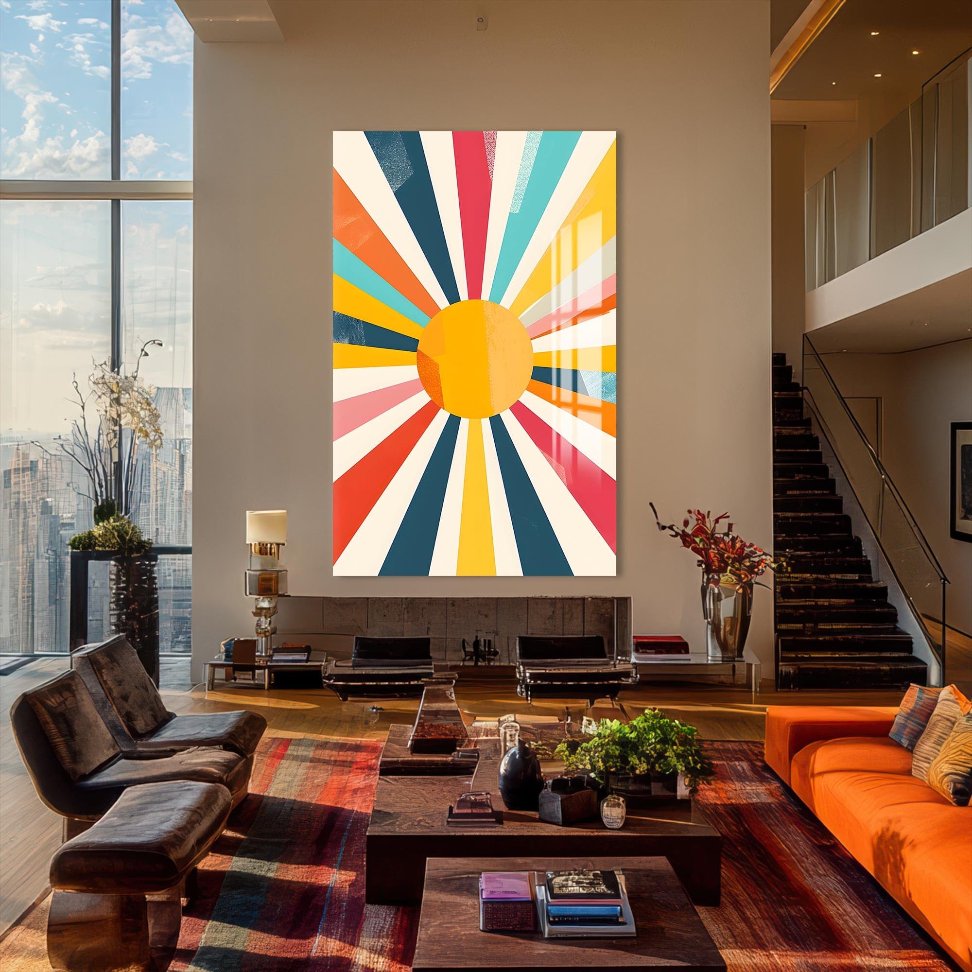 Artronauts Glass Print Abstract Sunburst- Tempered Glass Wall Art