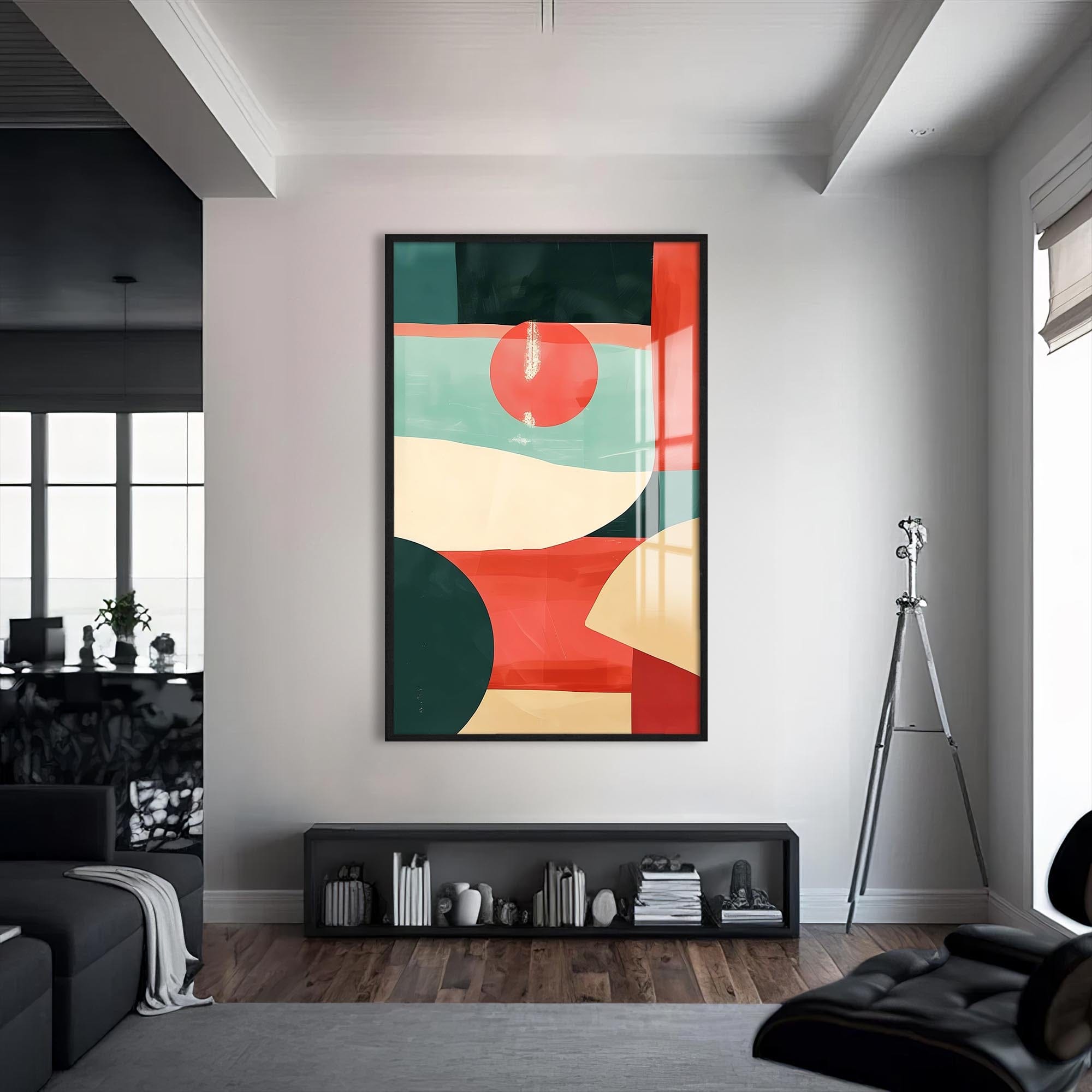 Artronauts Glass Print S | 72x46 cm | 28.3"x18.1" / Black Abstract Horizon Shapes- Tempered Glass Wall Art