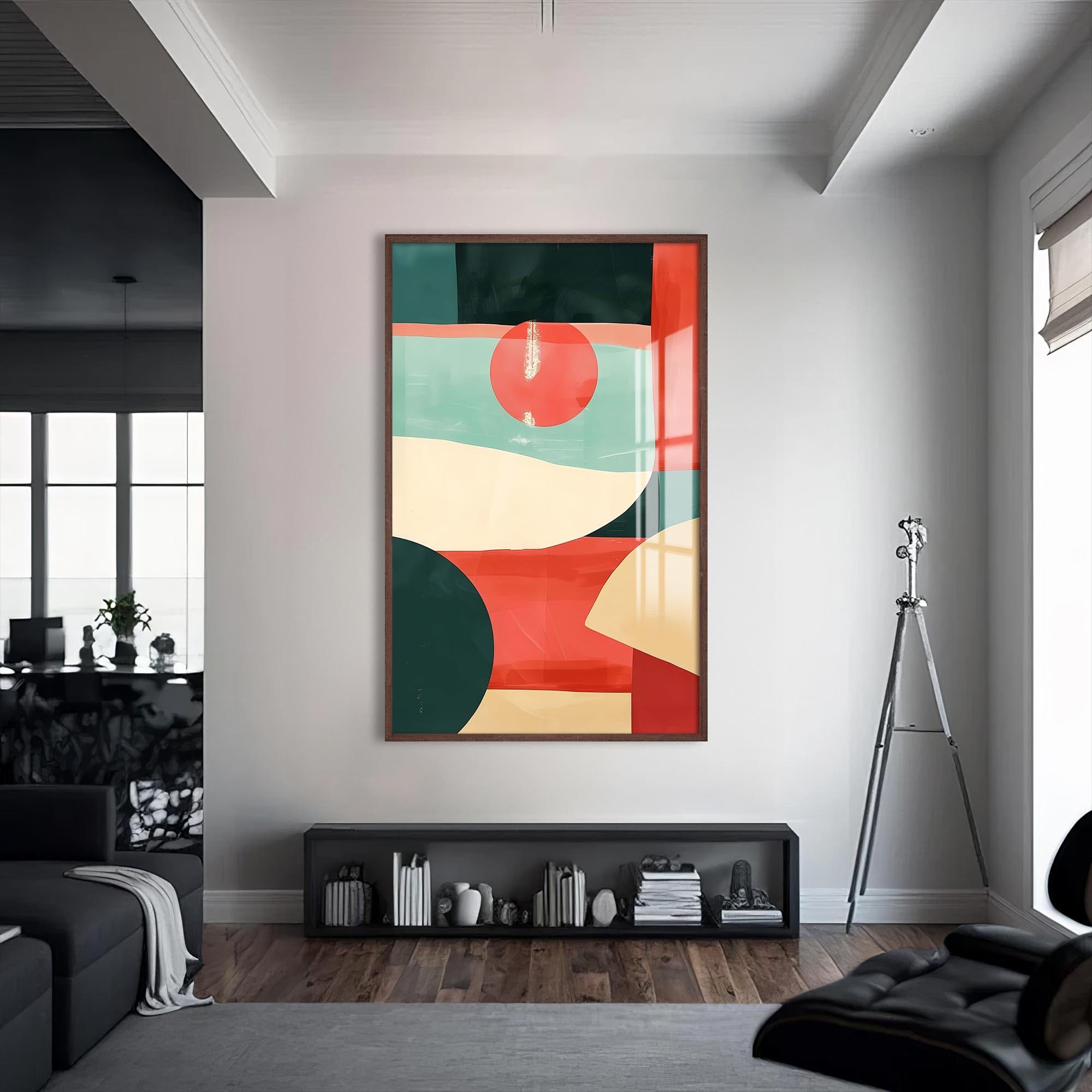 Artronauts Glass Print S | 72x46 cm | 28.3"x18.1" / Walnut Abstract Horizon Shapes- Tempered Glass Wall Art