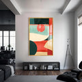 Artronauts Glass Print S | 72x46 cm | 28.3"x18.1" / Gold Abstract Horizon Shapes- Tempered Glass Wall Art