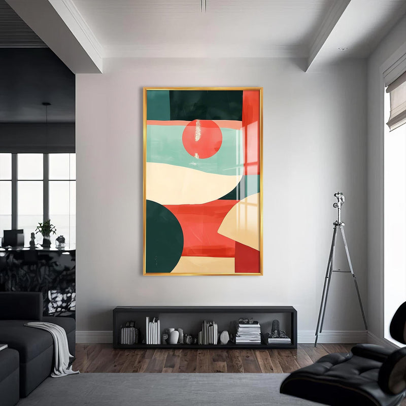 Artronauts Glass Print S | 72x46 cm | 28.3"x18.1" / Gold Abstract Horizon Shapes- Tempered Glass Wall Art