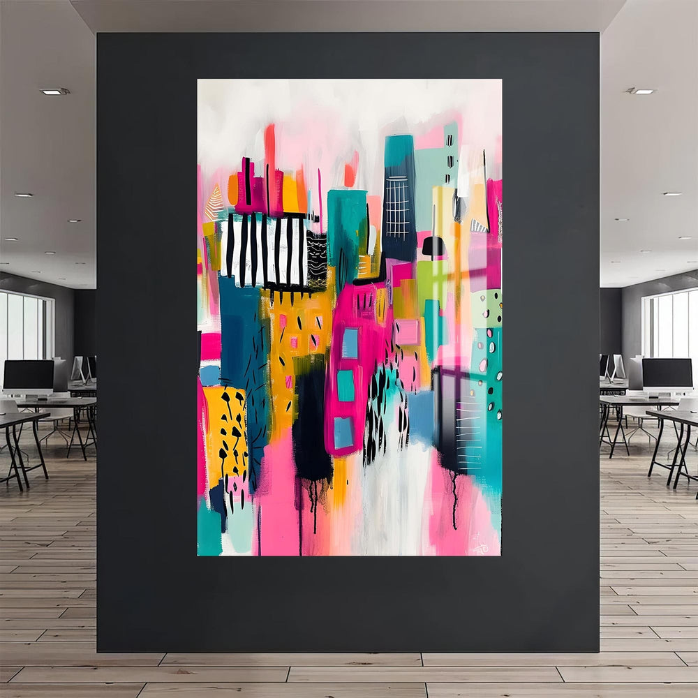 Artronauts Glass Print Abstract Cityscape- Tempered Glass Wall Art