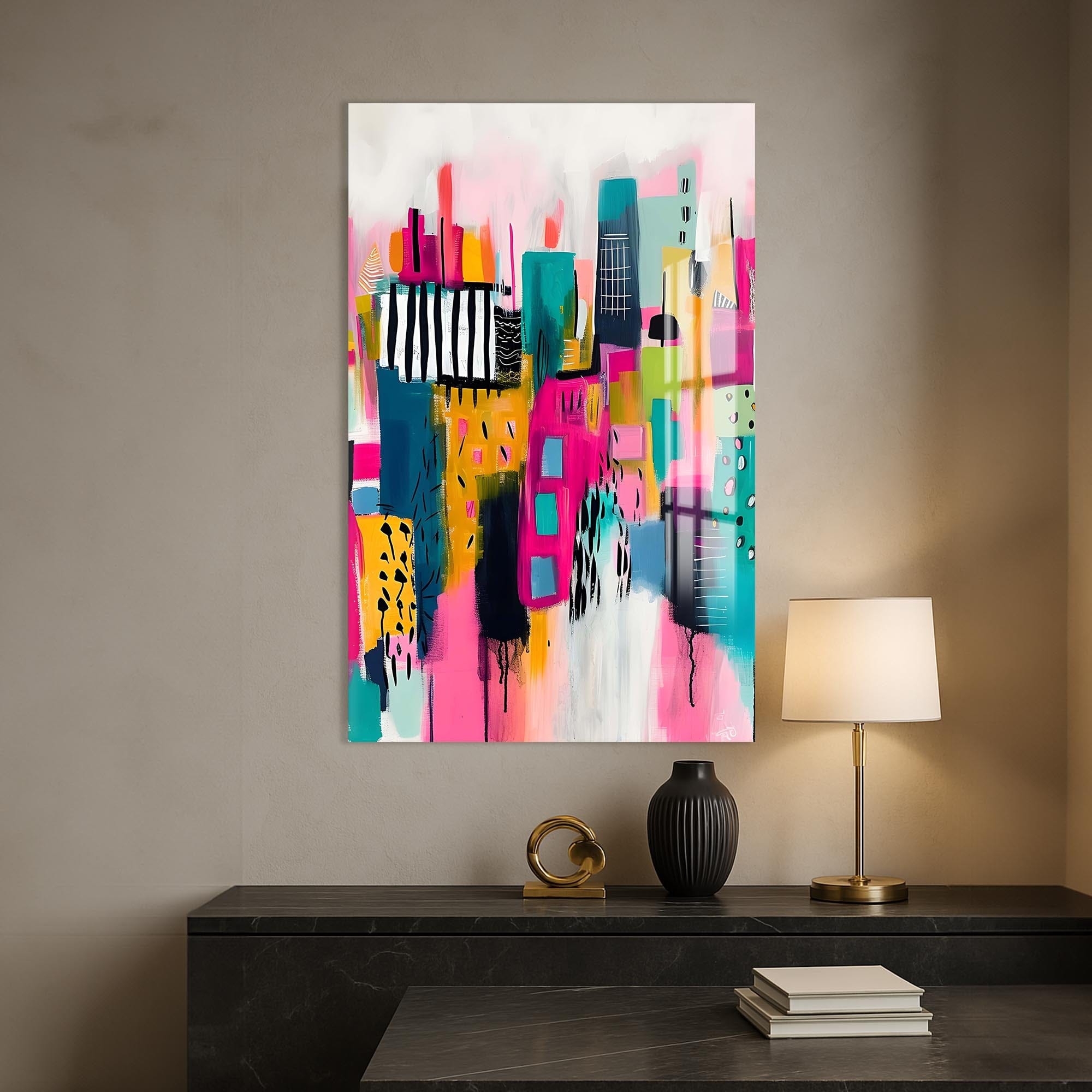 Artronauts Glass Print Abstract Cityscape- Tempered Glass Wall Art