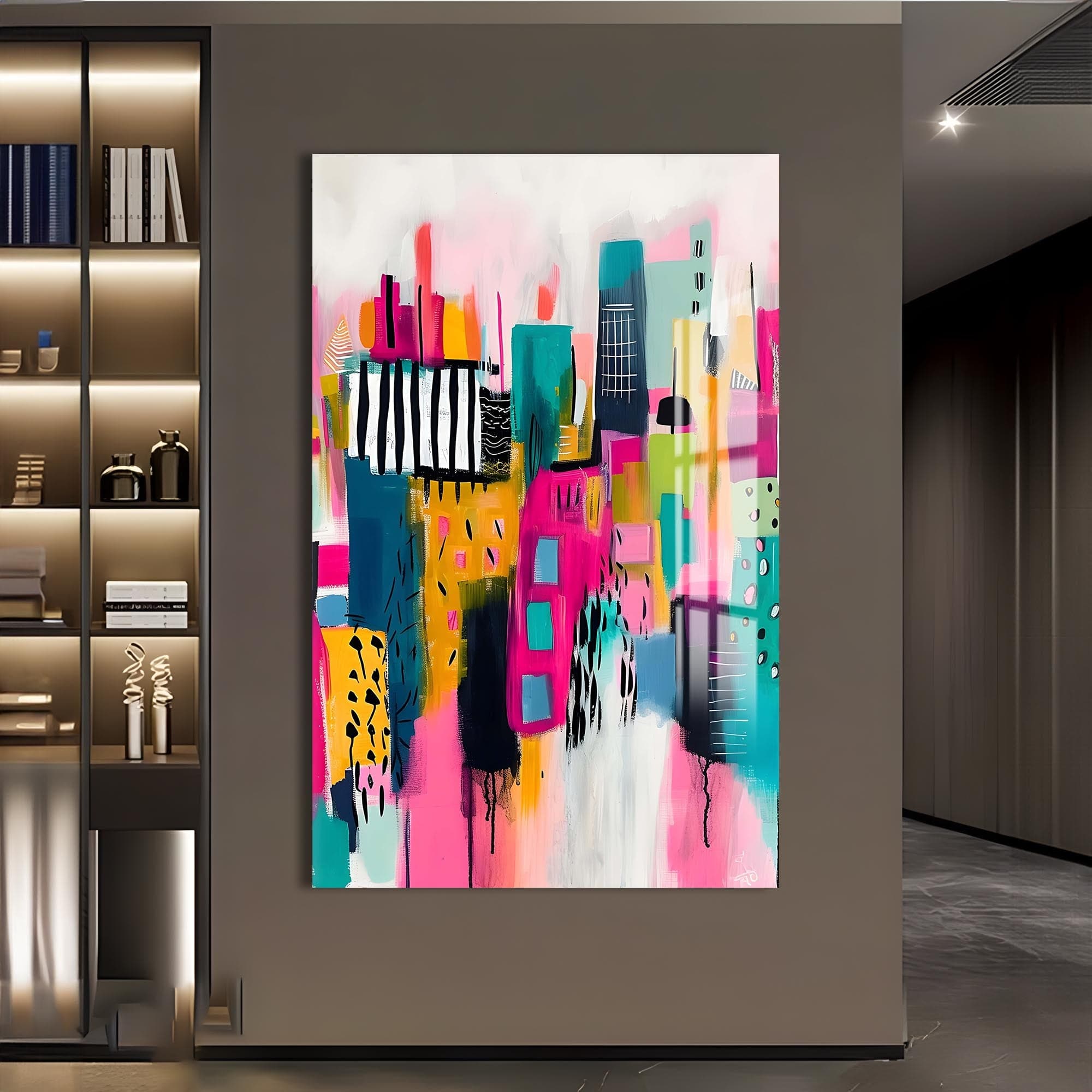 Artronauts Glass Print Abstract Cityscape- Tempered Glass Wall Art