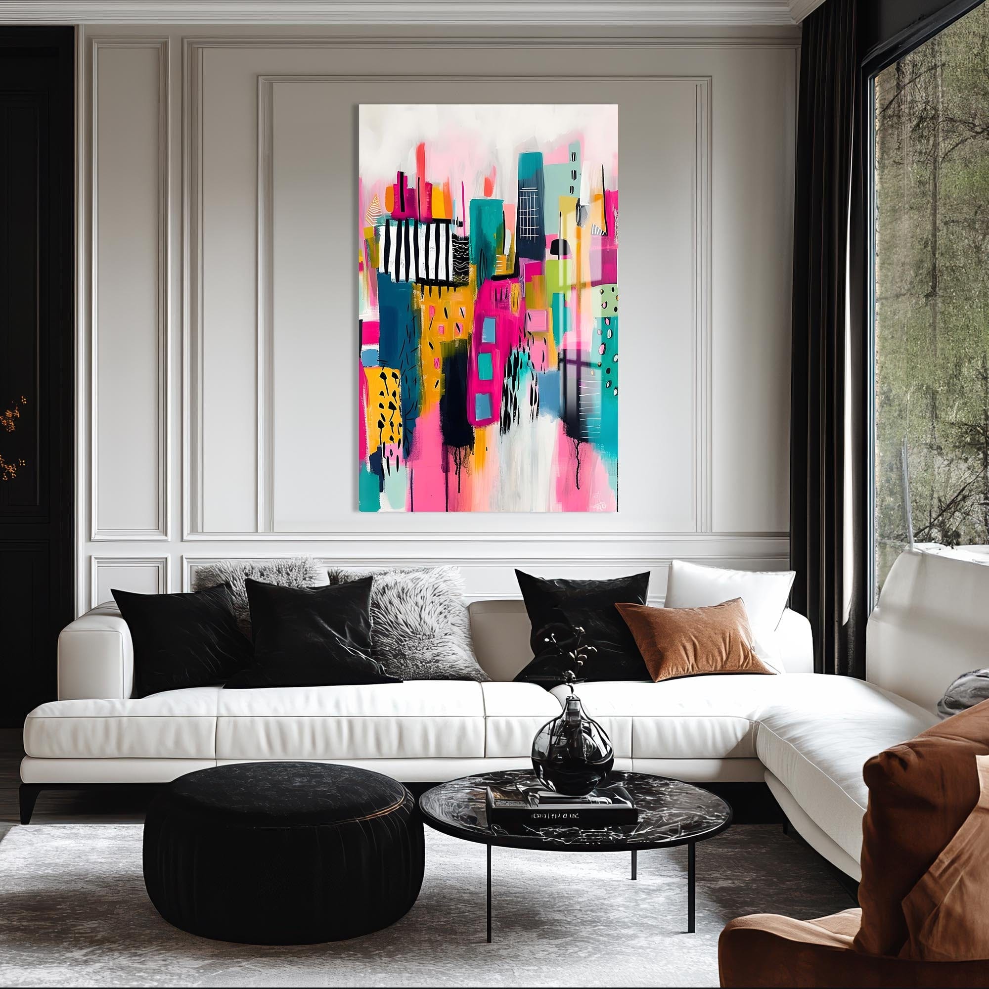 Artronauts Glass Print Abstract Cityscape- Tempered Glass Wall Art