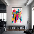 Artronauts Glass Print S | 72x46 cm | 28.3"x18.1" / Black Abstract Cityscape- Tempered Glass Wall Art