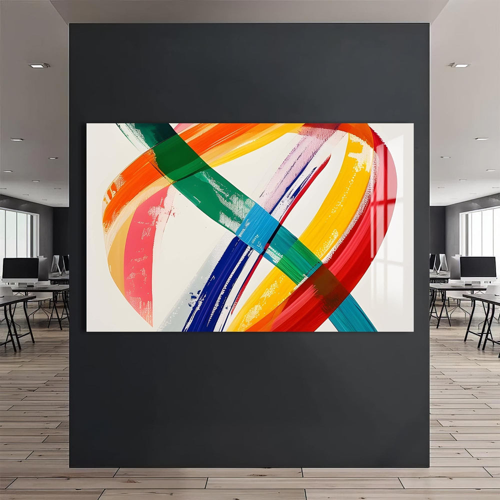 Artronauts Glass Print Multicolour Brush Strokes- Abstract Tempered Glass Wall Art