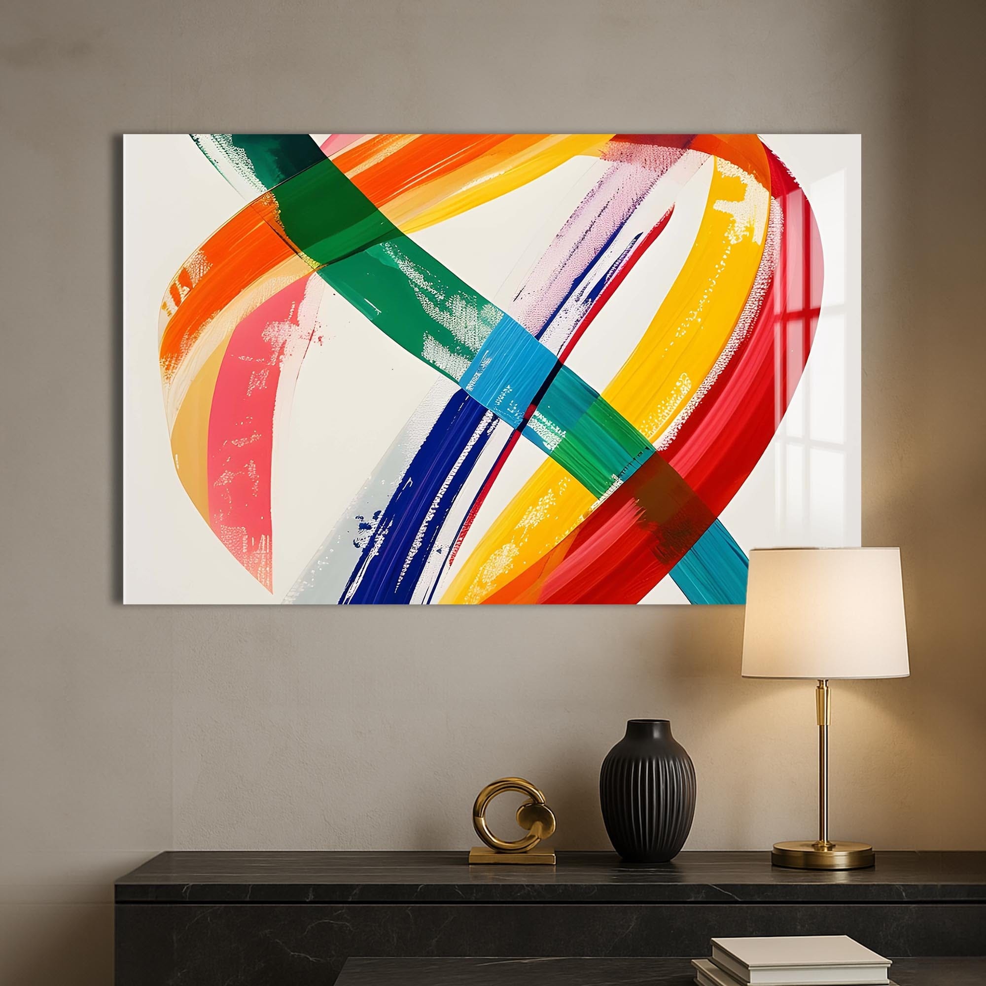 Artronauts Glass Print Multicolour Brush Strokes- Abstract Tempered Glass Wall Art