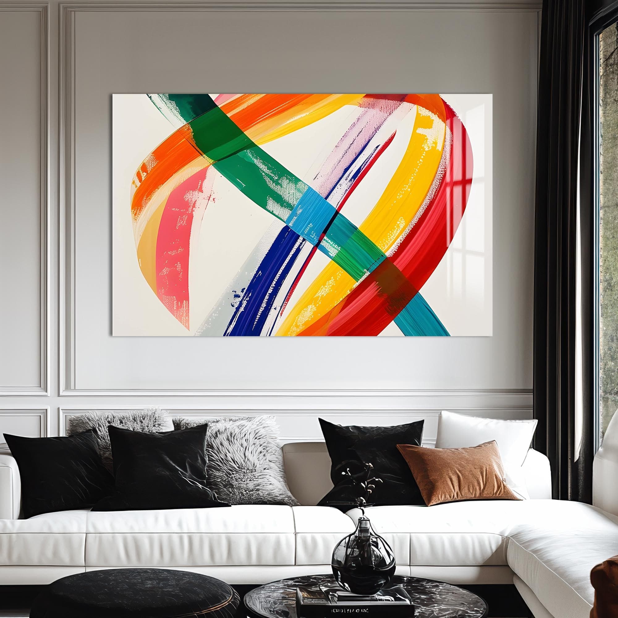 Artronauts Glass Print Multicolour Brush Strokes- Abstract Tempered Glass Wall Art