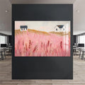 Artronauts Glass Print Pink Meadow Houses- Abstract Tempered Glass Wall Art