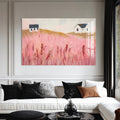 Artronauts Glass Print Pink Meadow Houses- Abstract Tempered Glass Wall Art